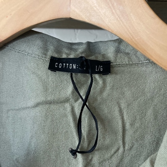 Cotton On| Olive Cargo Linen Romper, Short Sleeve, Size Large••• - Picture 10 of 13